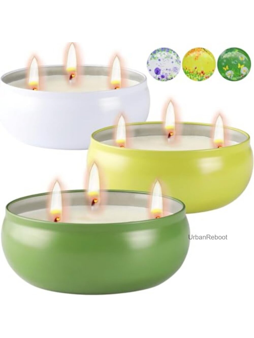 Citronella Soy Candles Set of 3 12 Oz 3 Wick 240 Hour Burn Outdoor Indoor